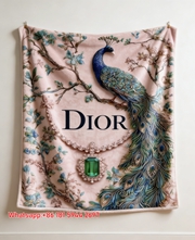 Dior Peacock Emerald Jewelry Flannel Throw Blanket D197